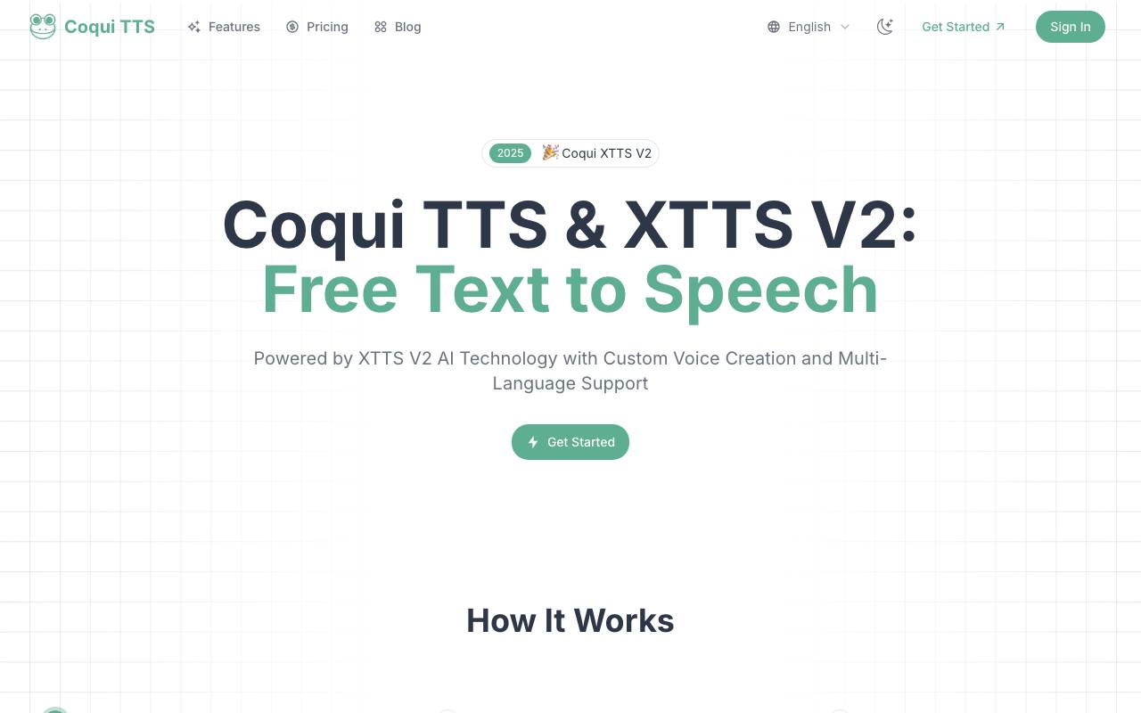 Coqui TTS website preview