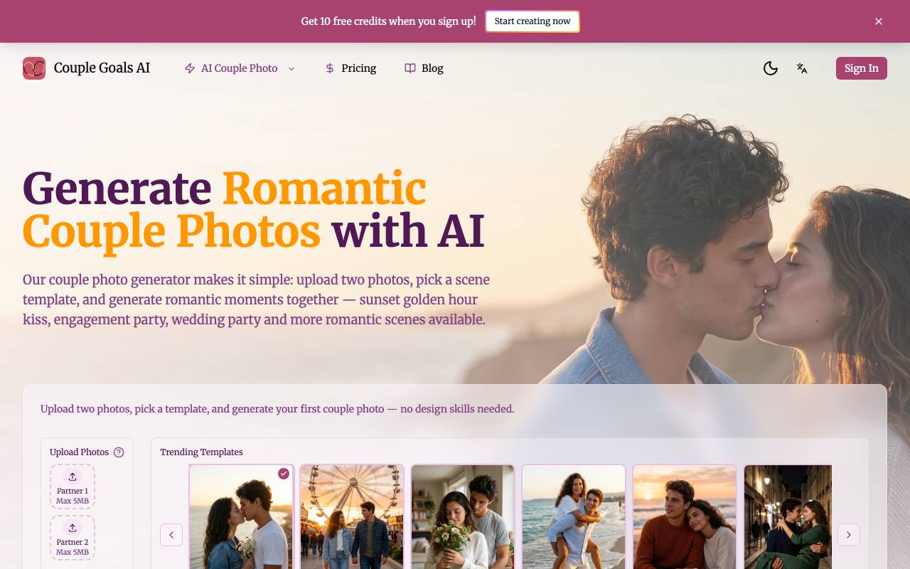 Couple Goals AI website preview