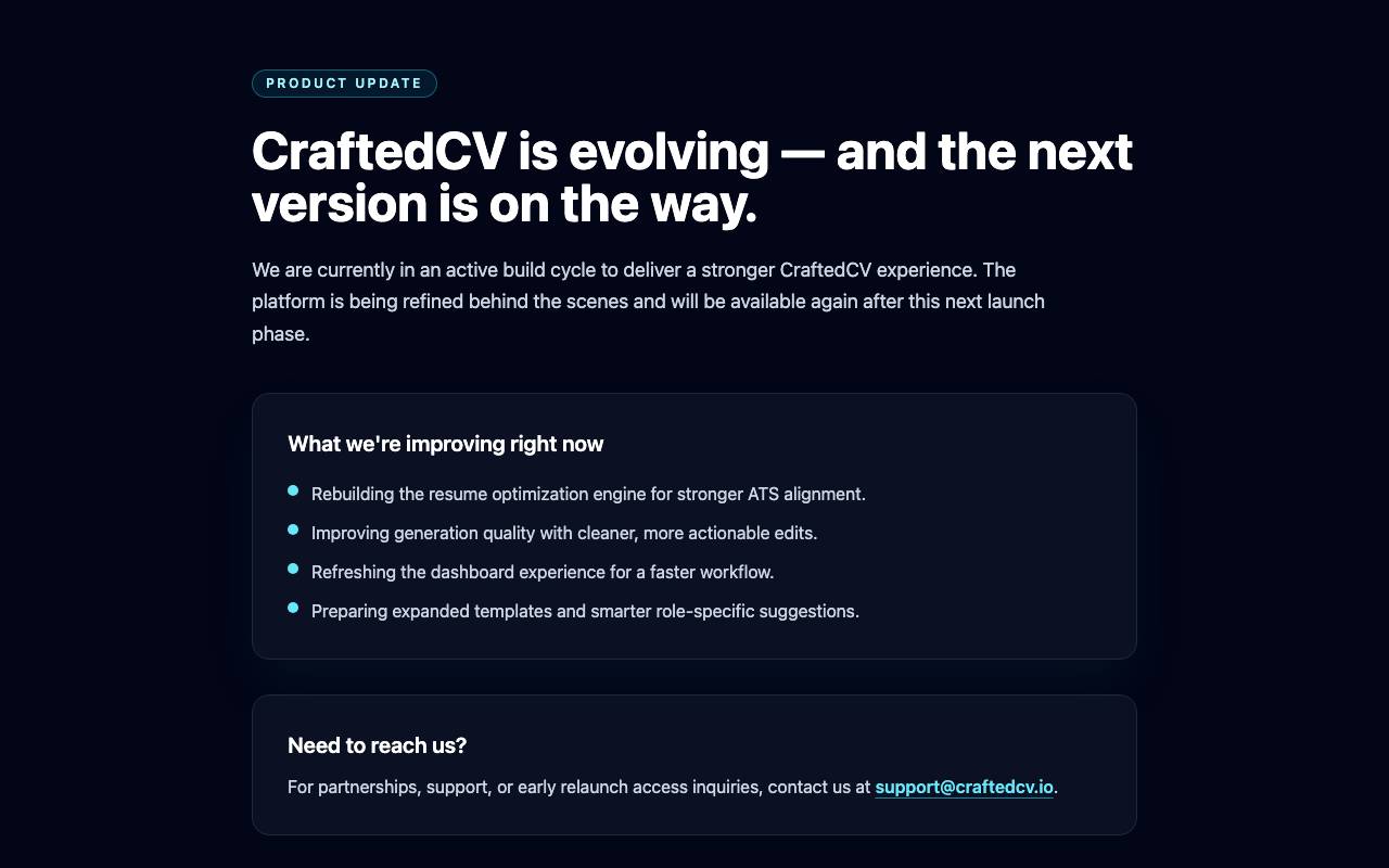 CraftCV website preview