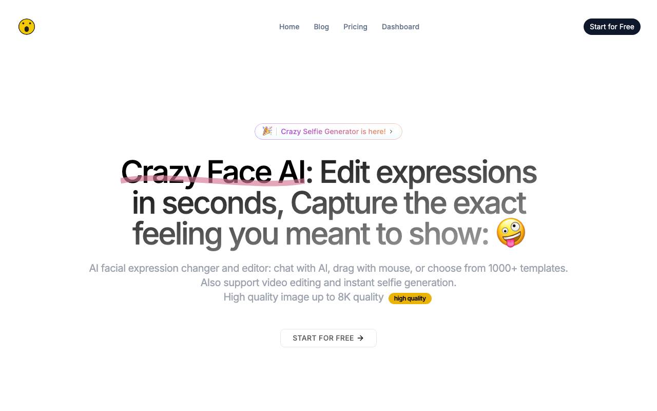 Crazy Face AI website preview