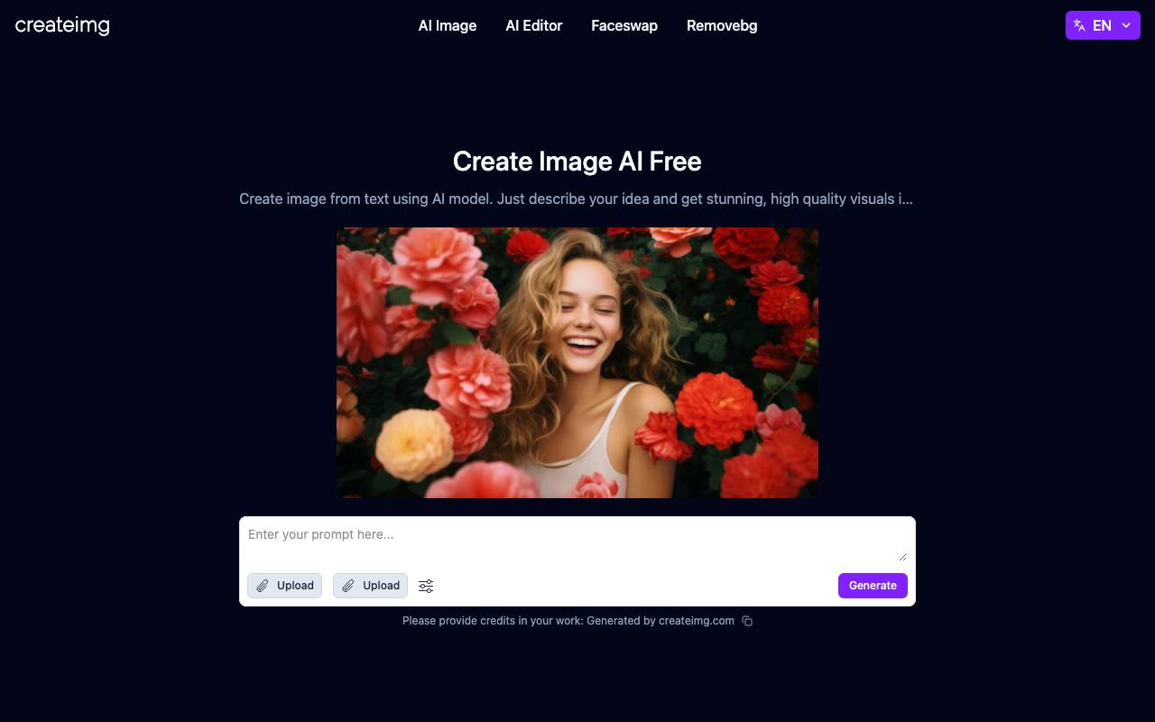 CreateImg website preview