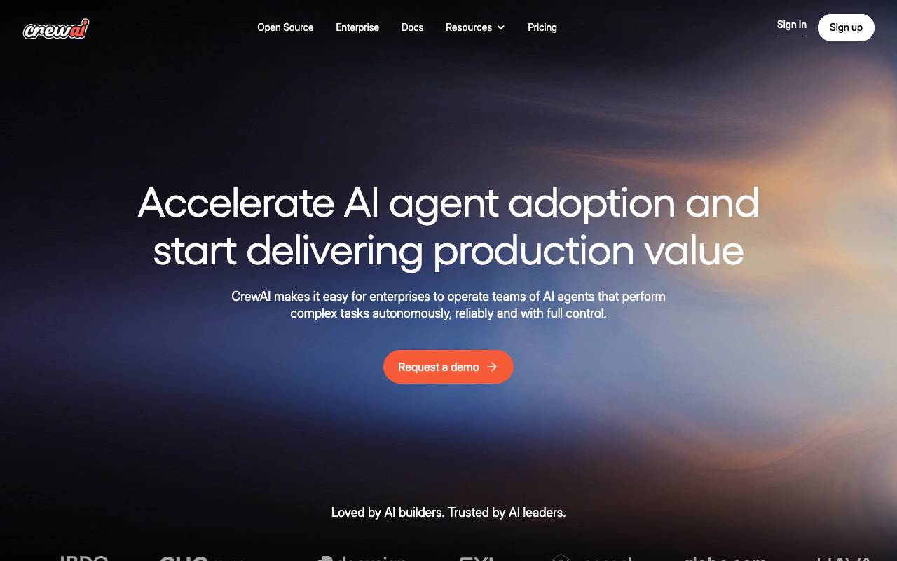 CrewAI website preview