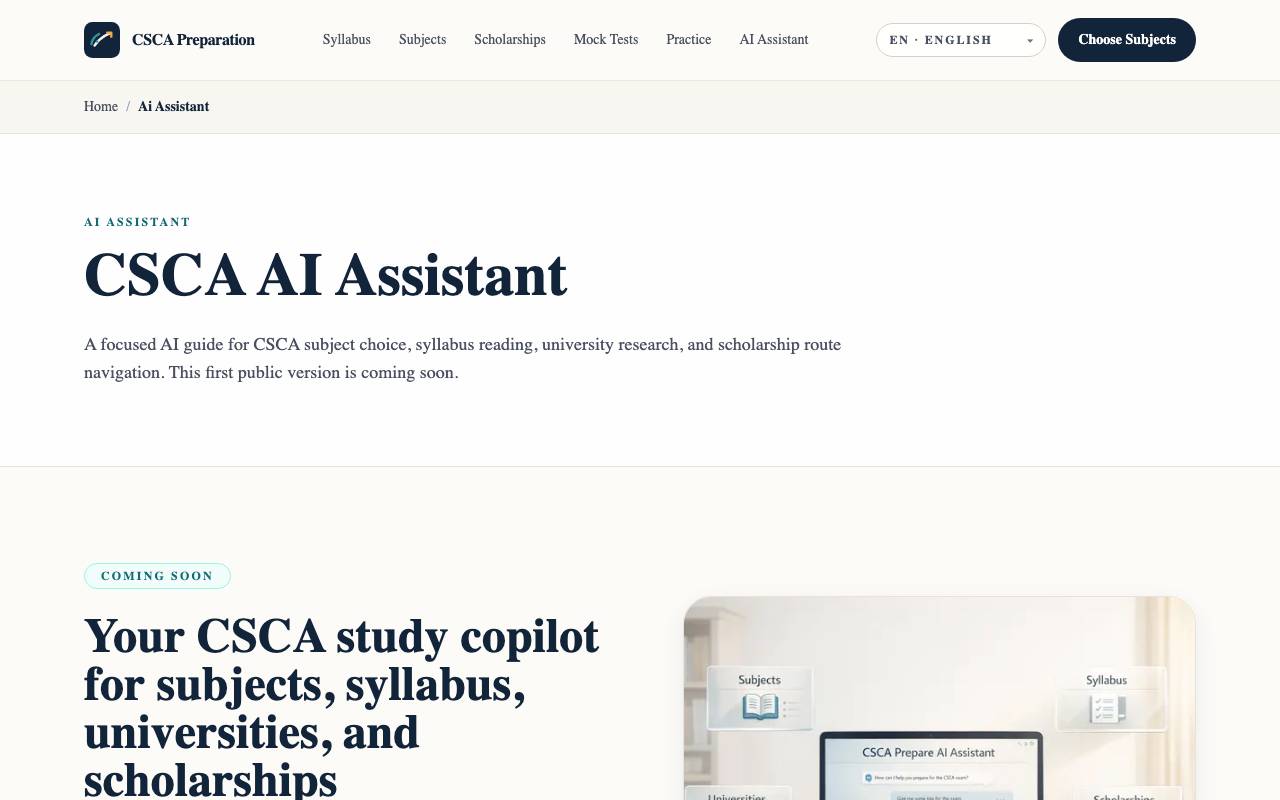 CSCA AI Assistant website preview
