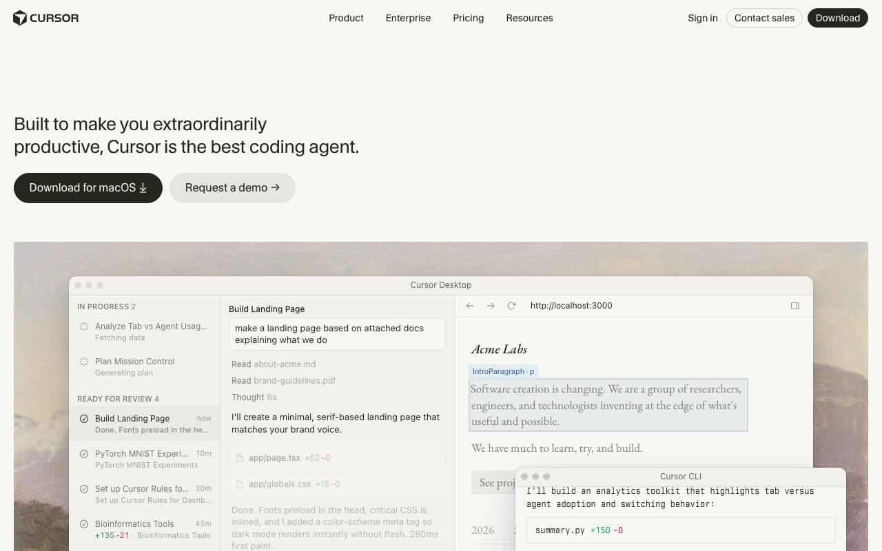 Cursor website preview