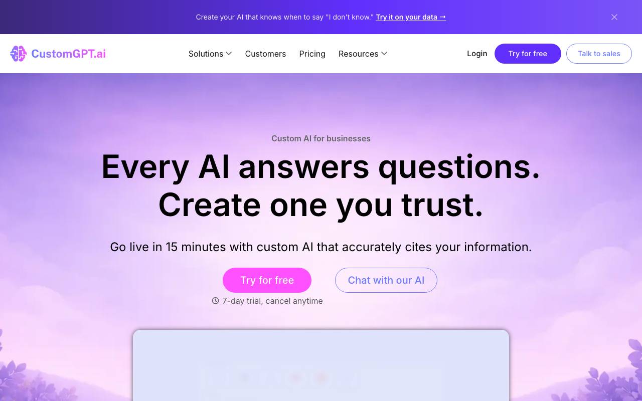 CustomGPT website preview