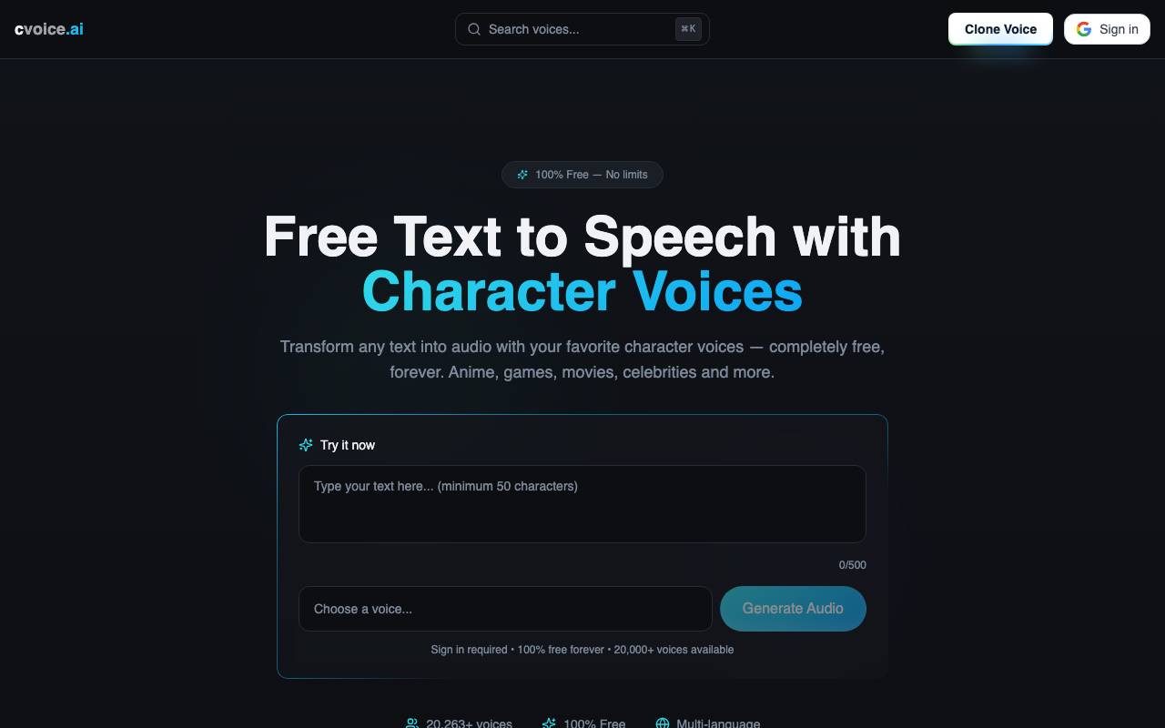 cvoice.ai website preview