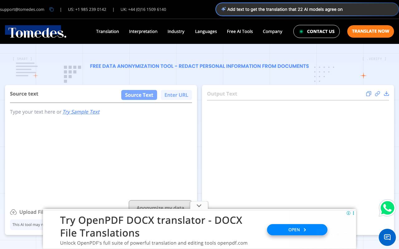 Data Anonymization Tool website preview