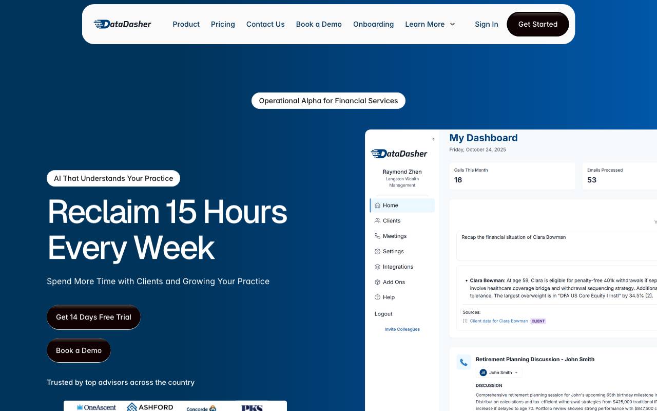 DataDasher website preview