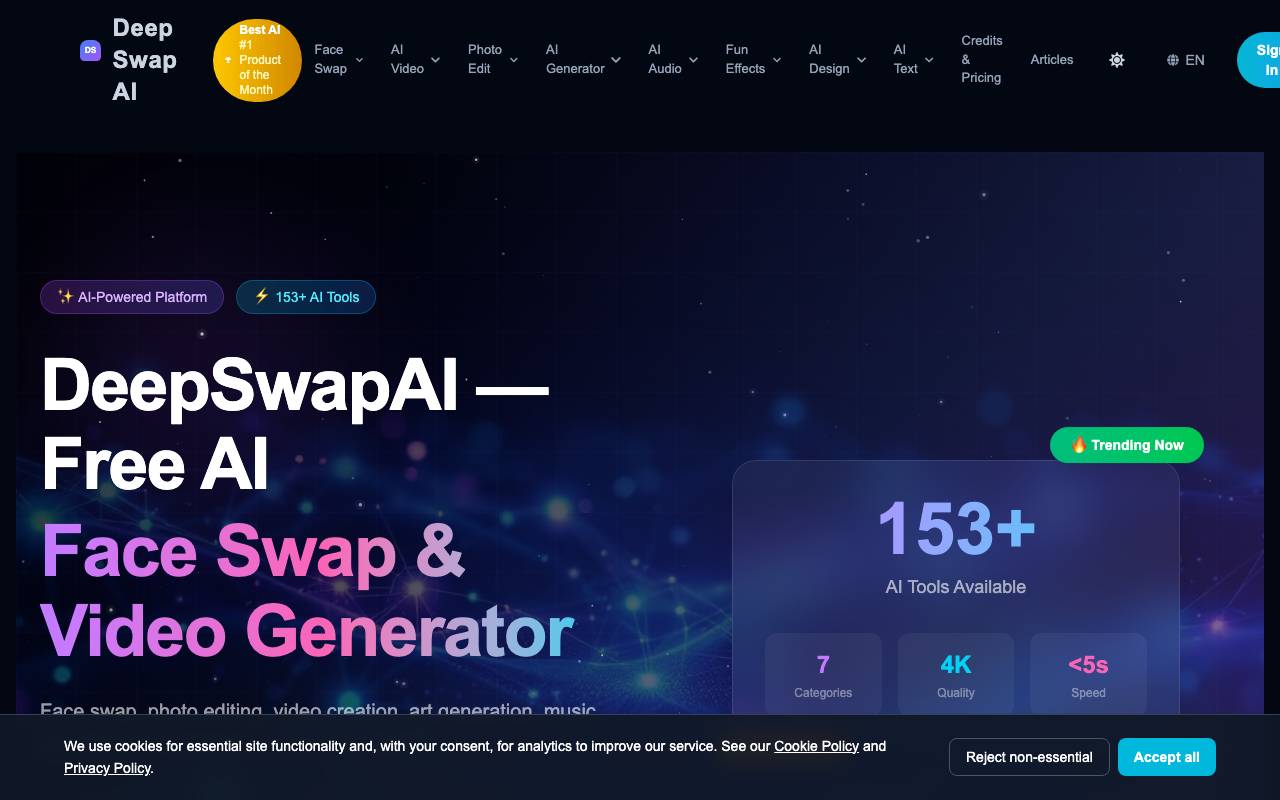 Deep Swap AI website preview