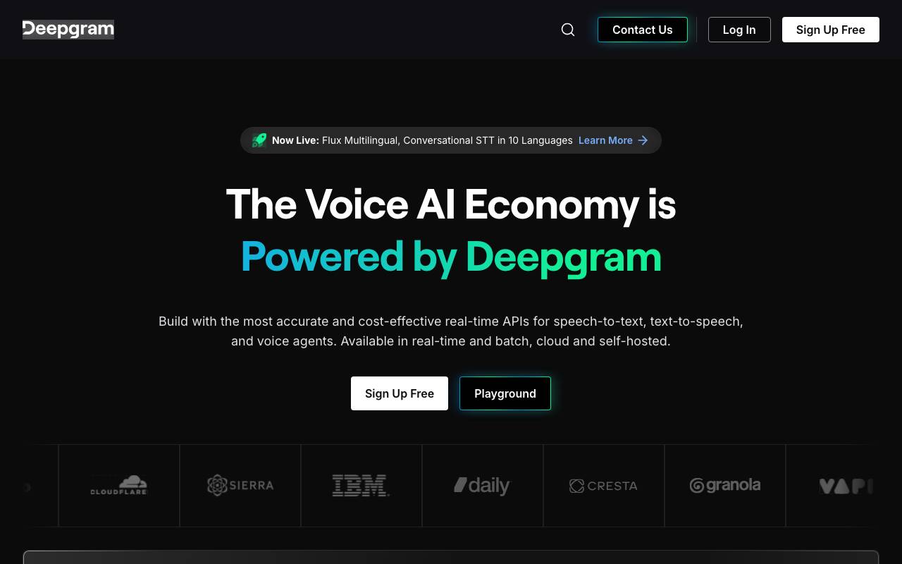 Deepgram website preview