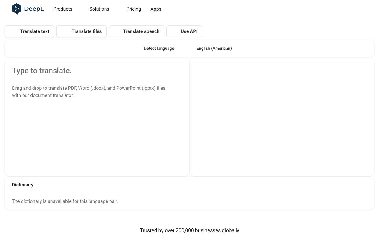 DeepL website preview