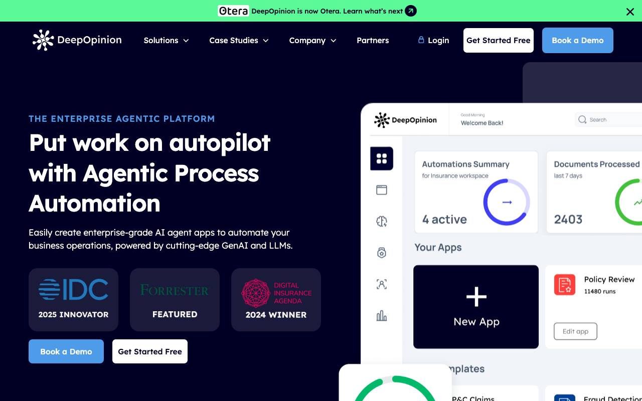 DeepOpinion website preview