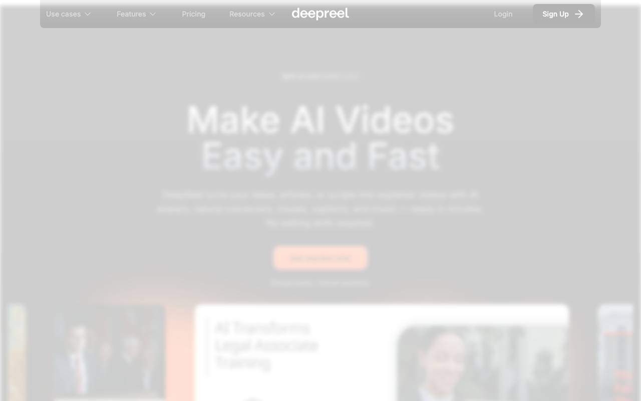 DeepReel website preview