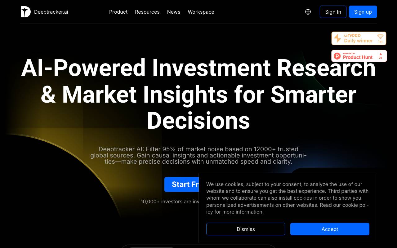 Deeptracker website preview