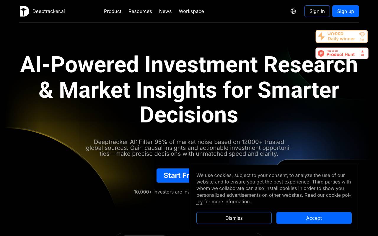 DeepTracker AI website preview