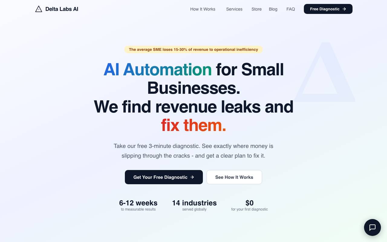 Delta Labs AI website preview