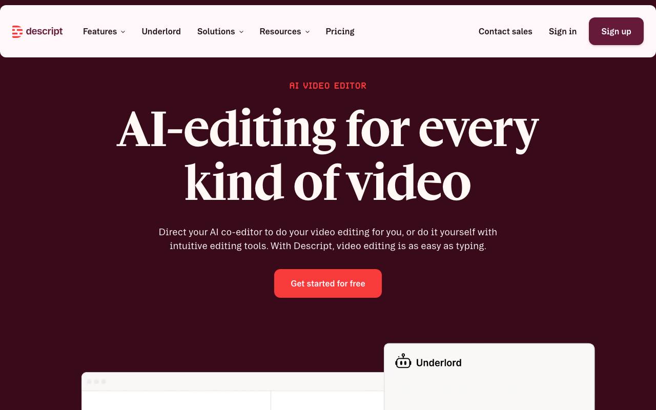 Descript website preview
