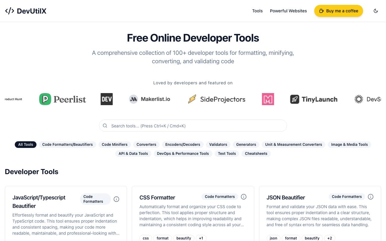 DevUtilX website preview