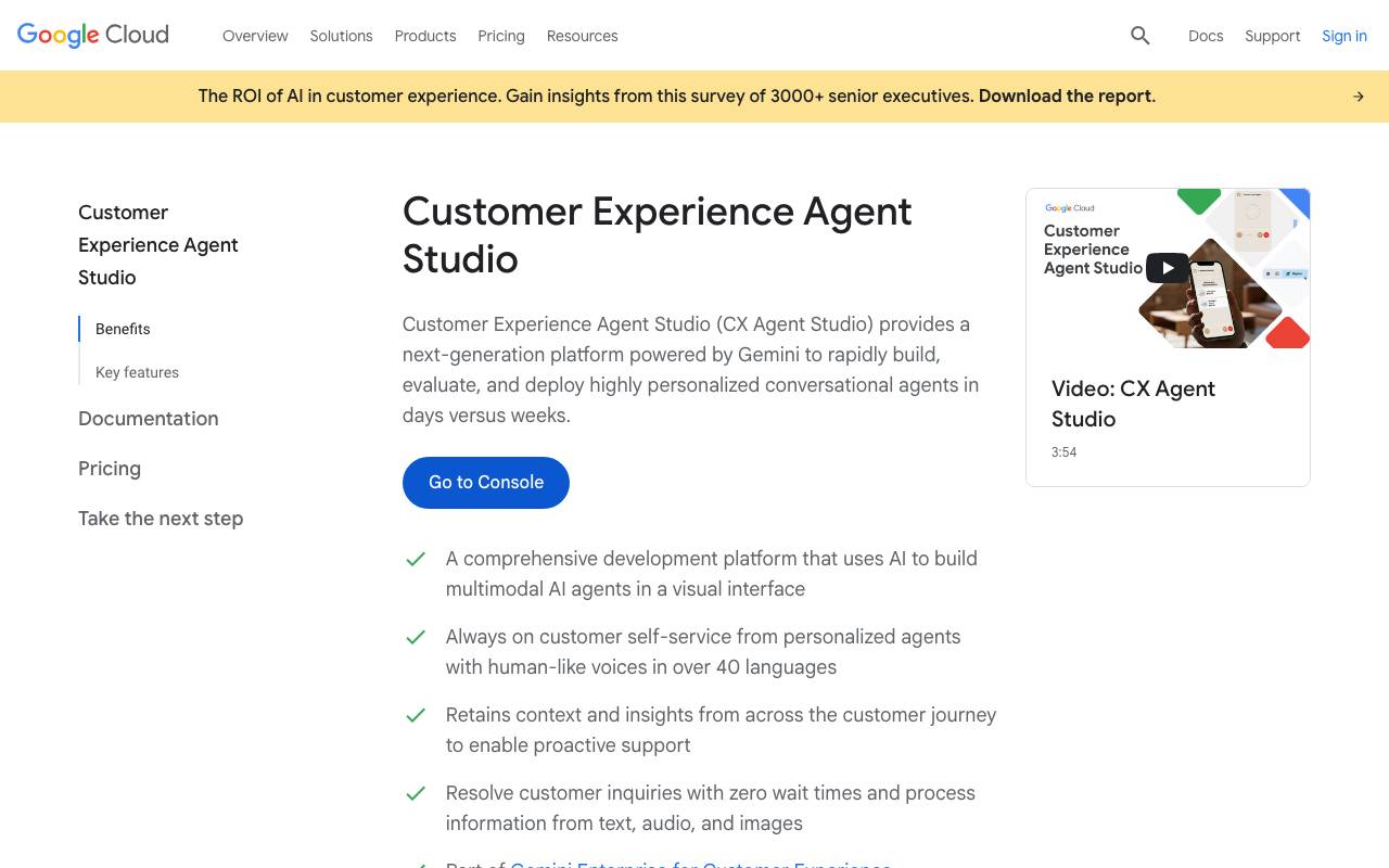 Dialogflow CX - Conversational AI Agent website preview