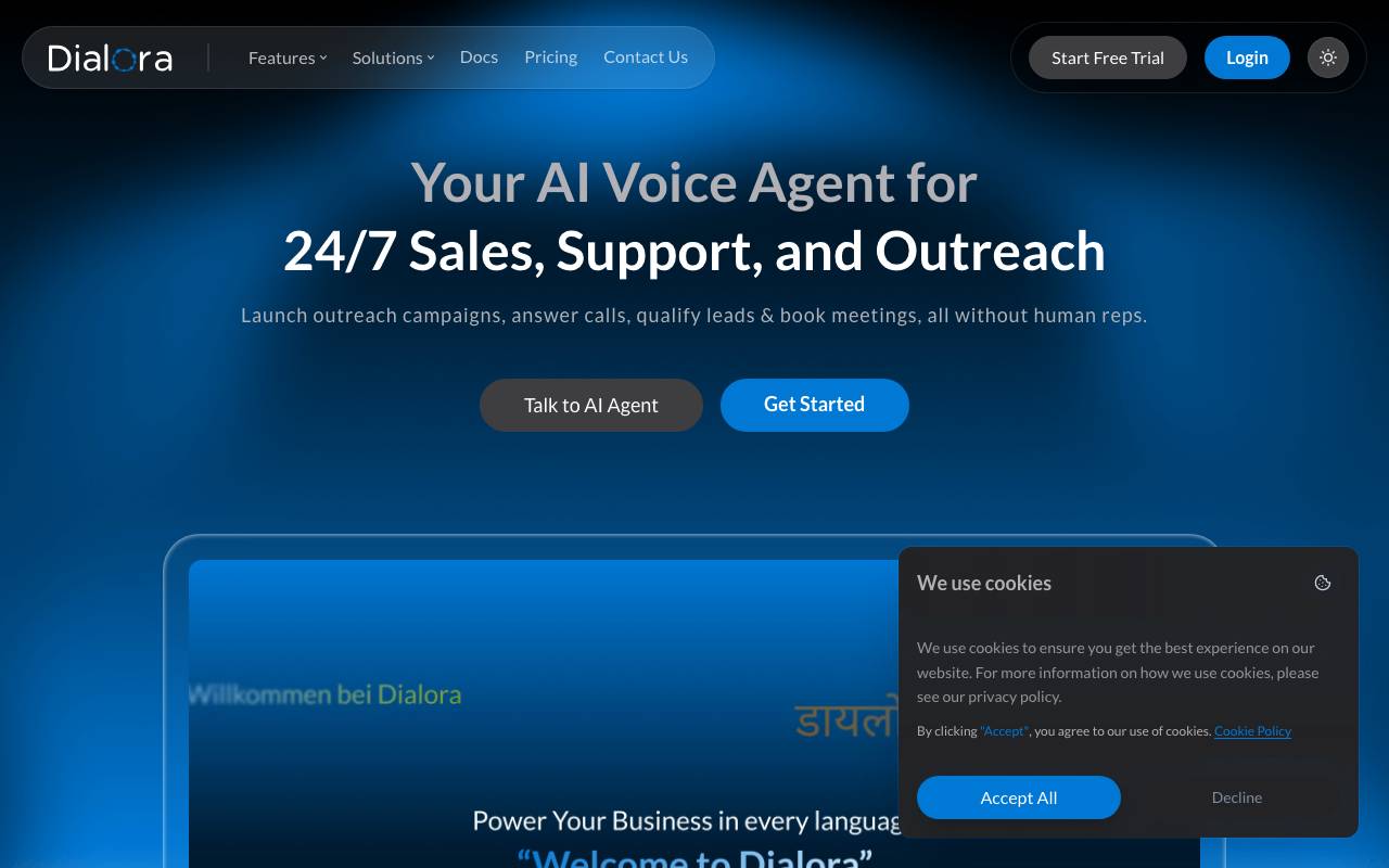 Dialora.ai website preview