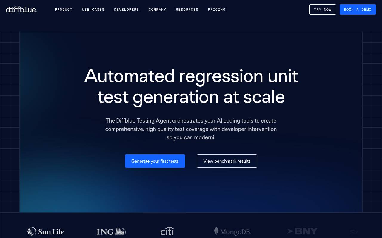 Diffblue Cover website preview
