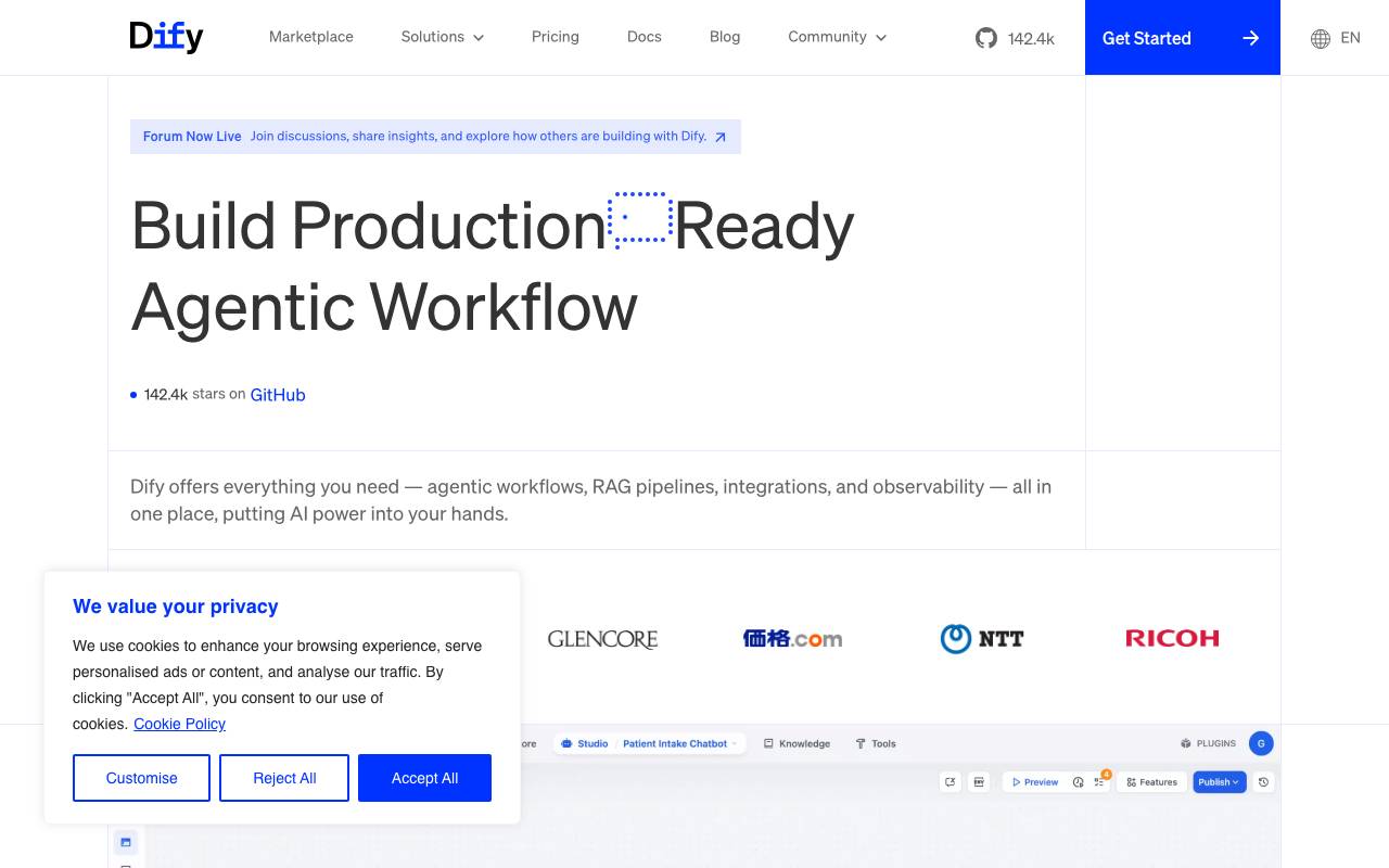 Dify website preview
