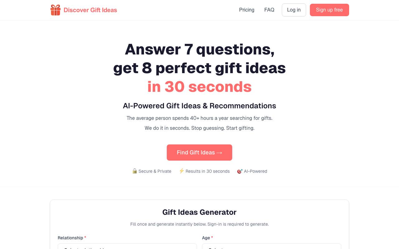 Discover Gift Ideas website preview