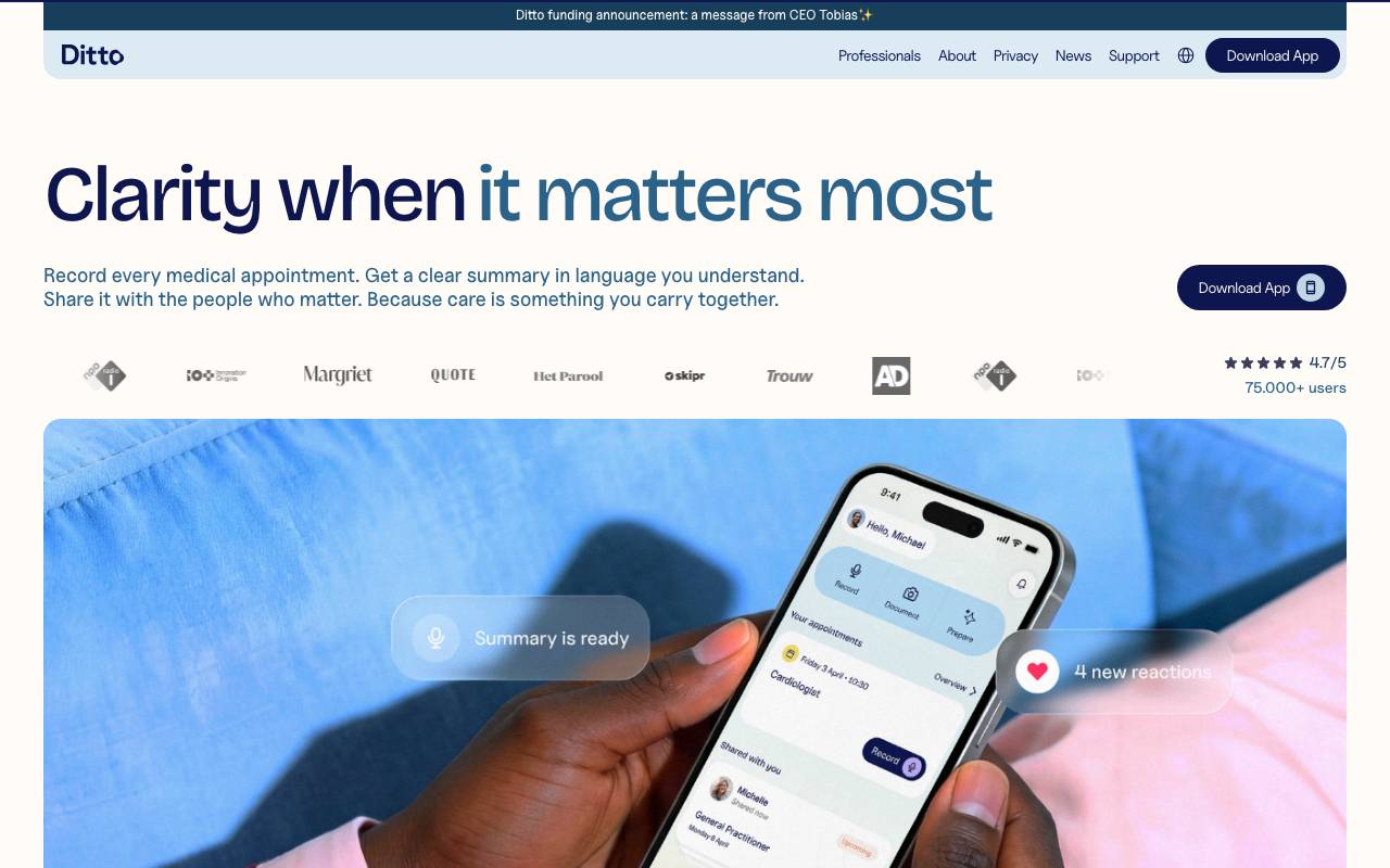 Ditto website preview
