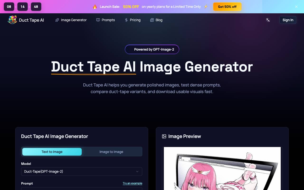 Duct Tape AI website preview