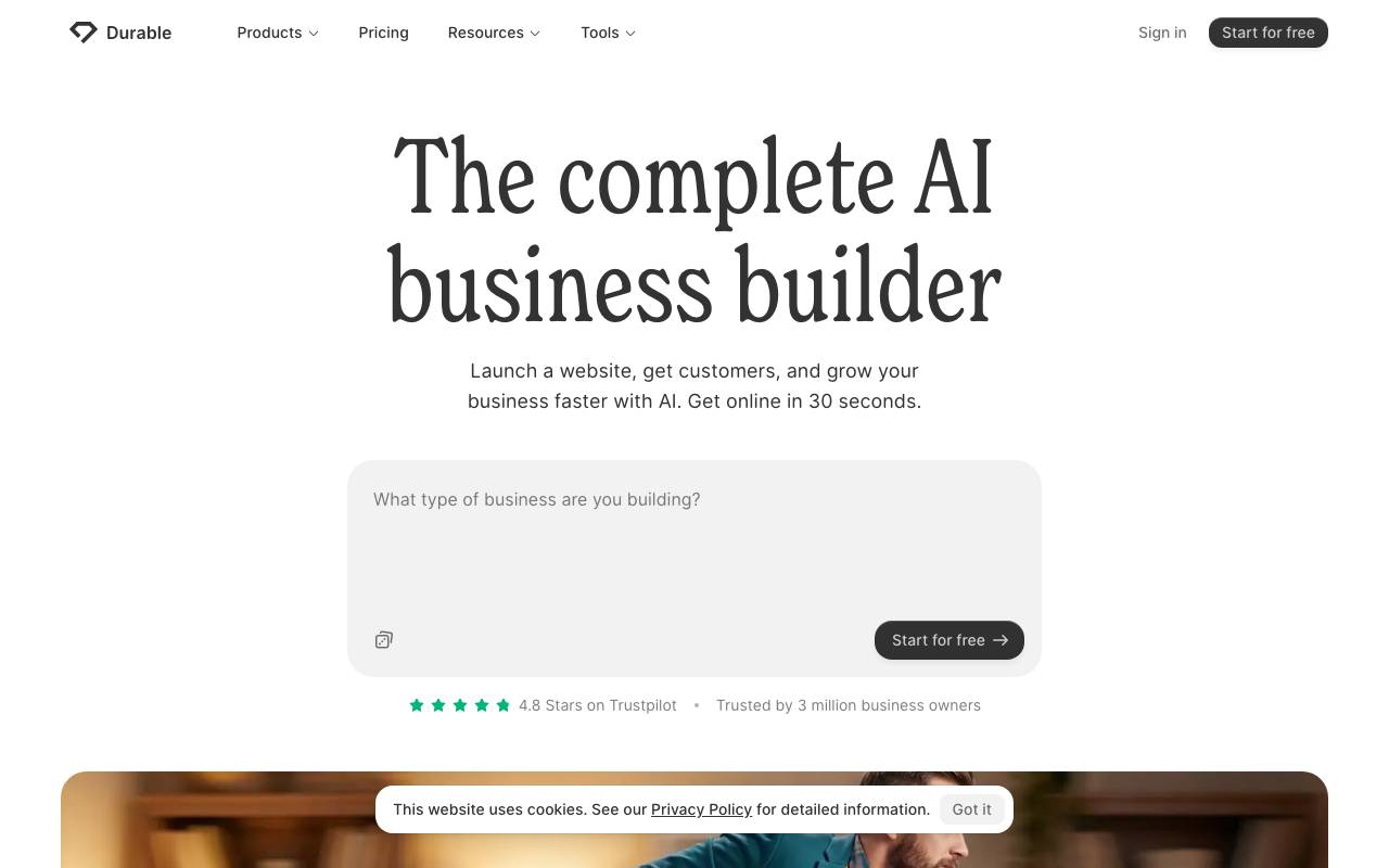 Durable AI website preview