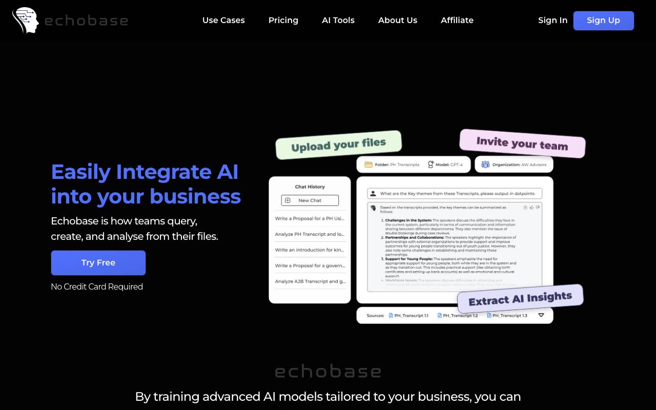 Echobase website preview