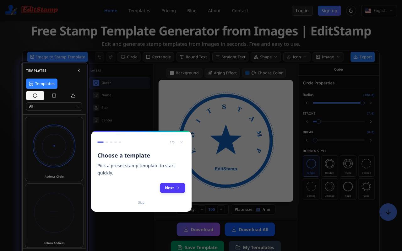 EditStamp website preview