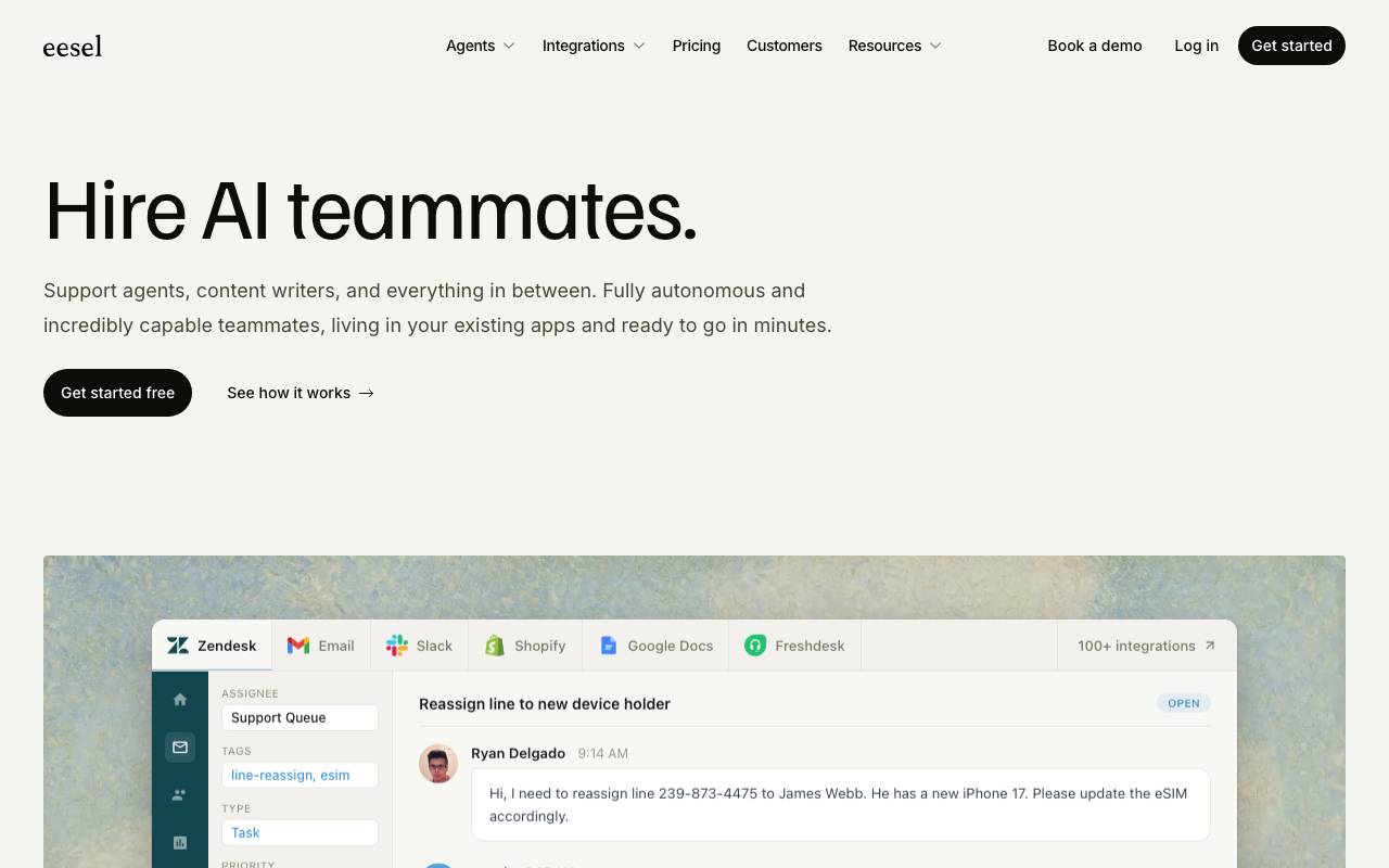 eesel AI website preview