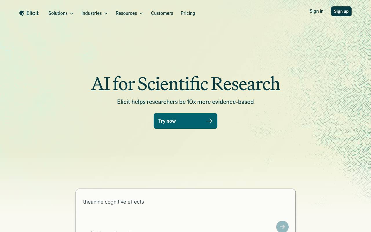 Elicit website preview