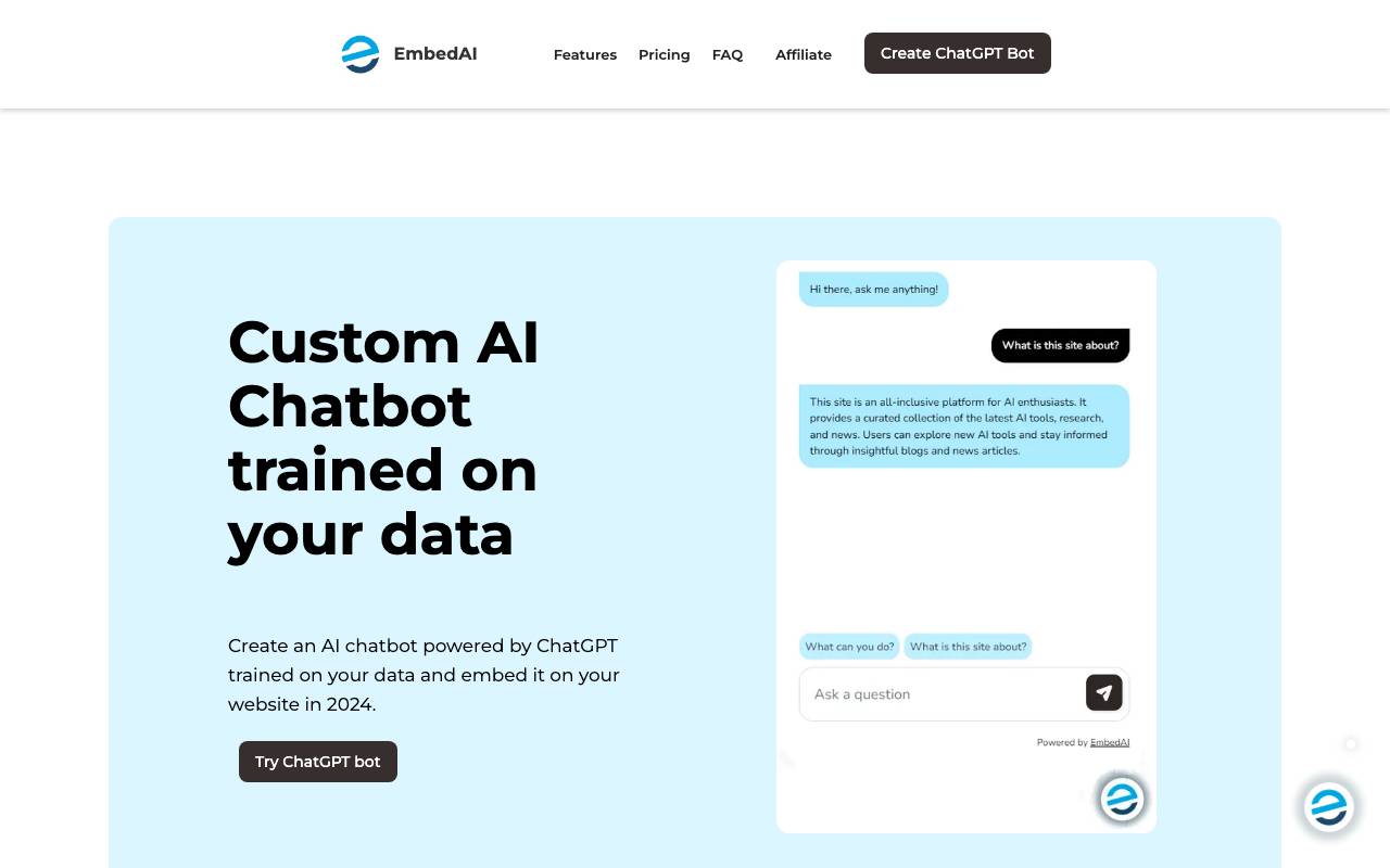 EmbedAI website preview