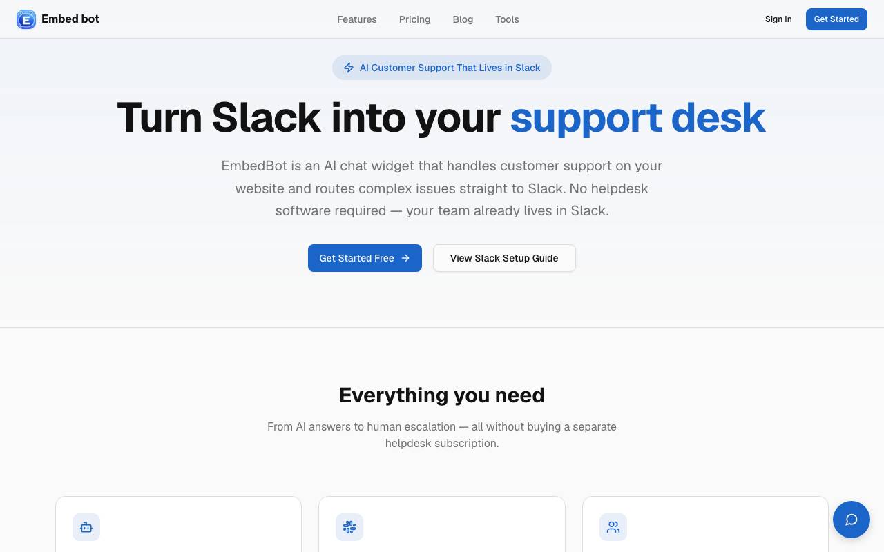 EmbedBot website preview