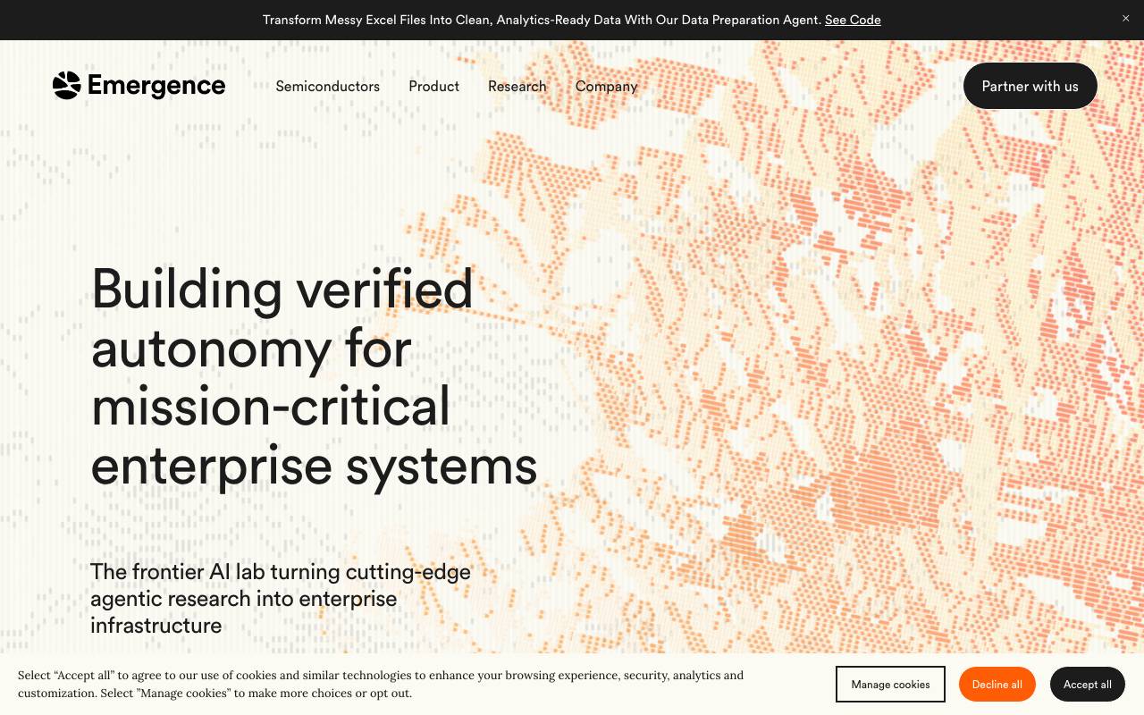 Emergence AI website preview