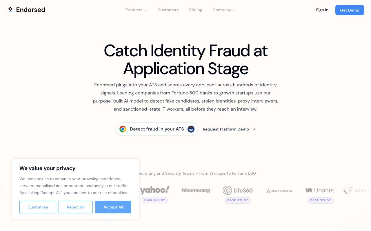 Endorsed website preview