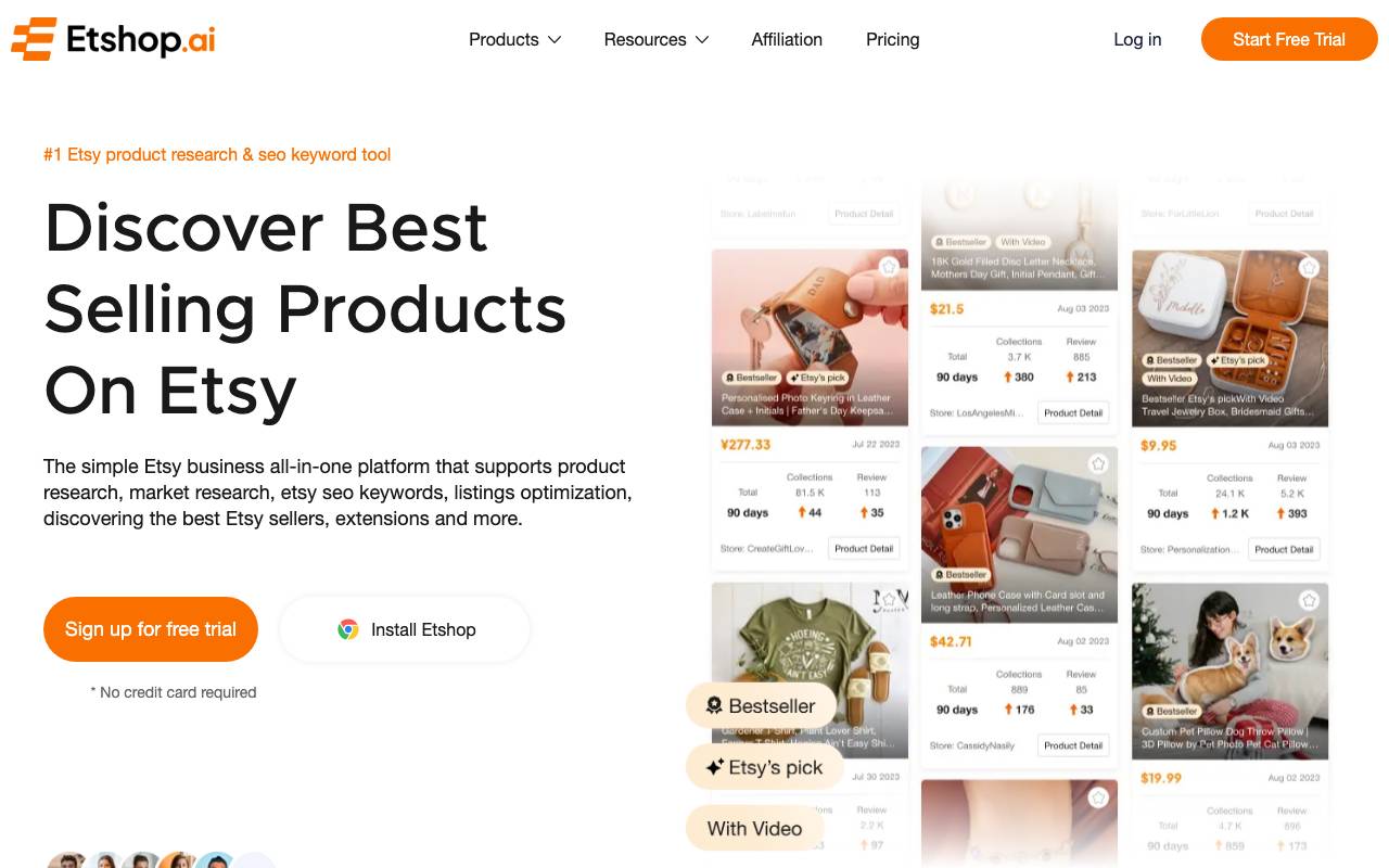 Etshop website preview