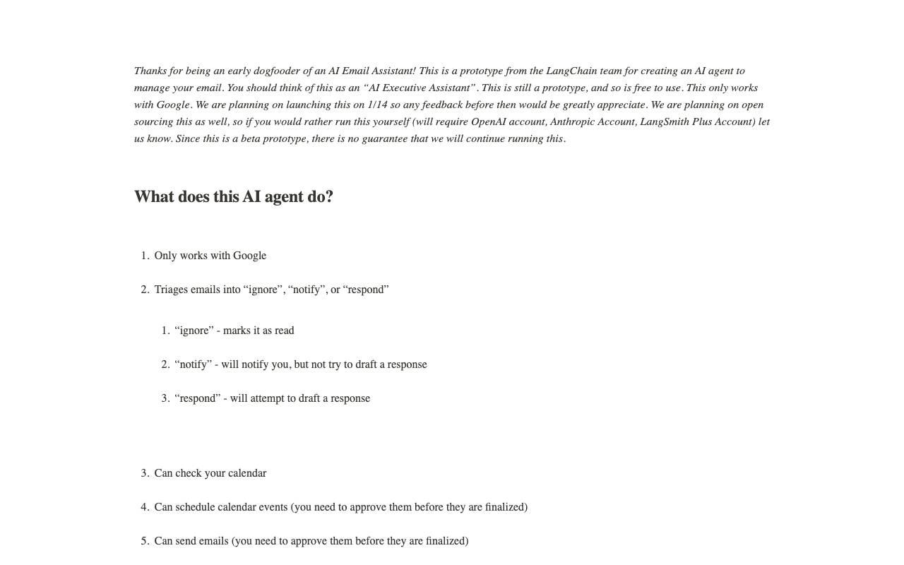 Executive AI Assistant website preview