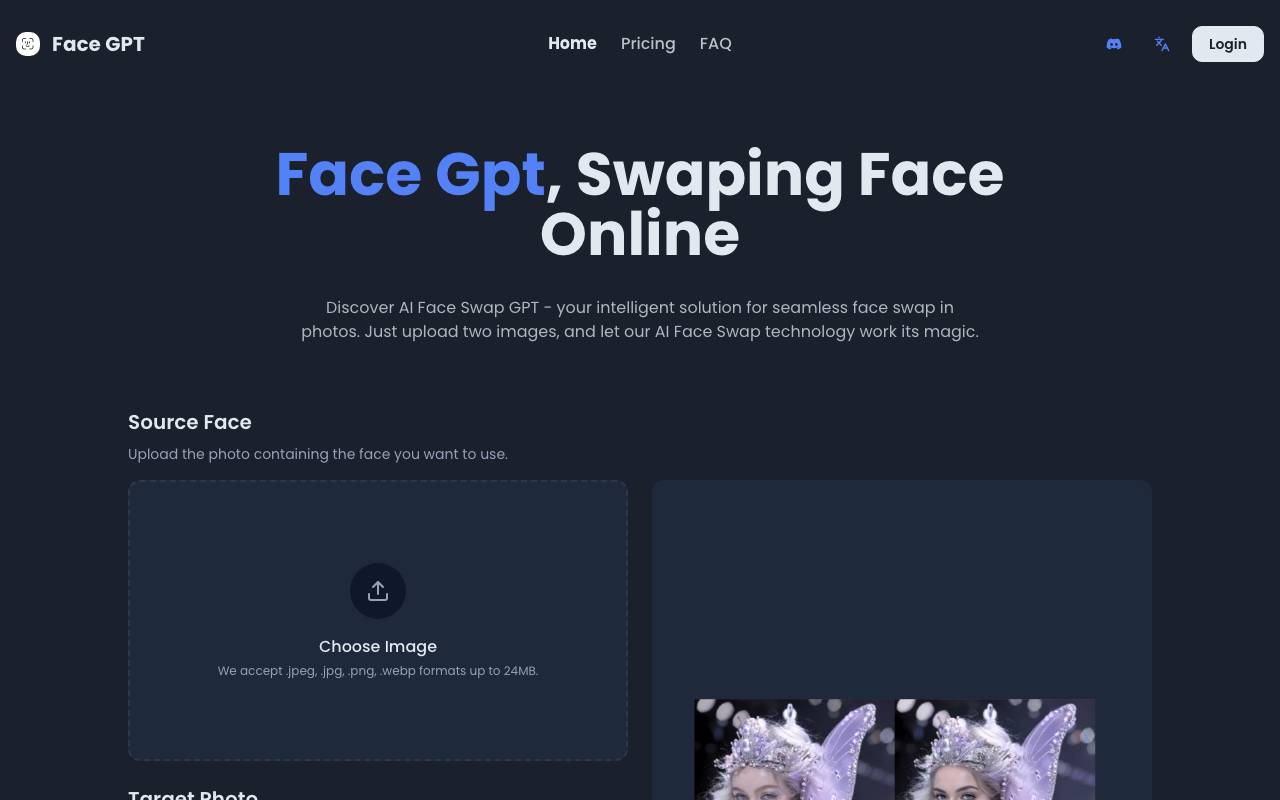 Face GPT website preview