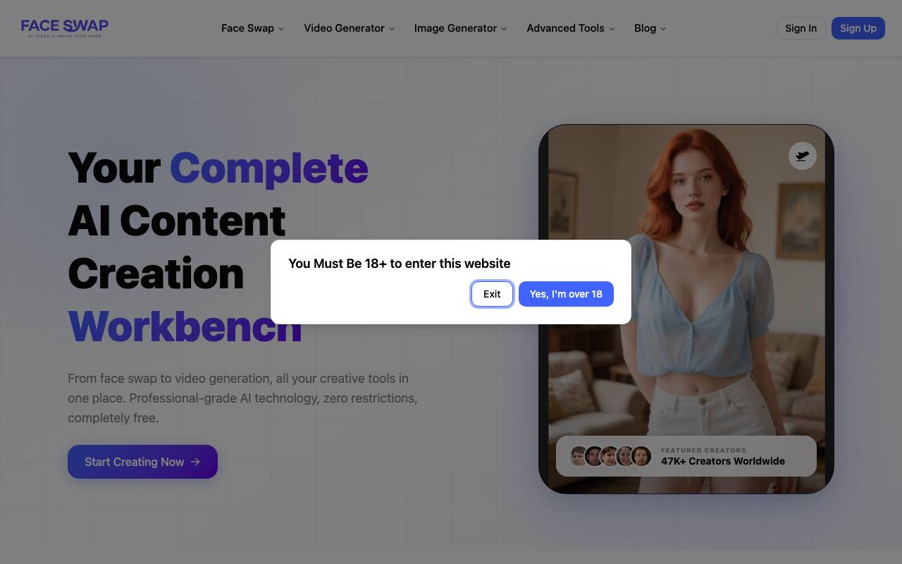 Face Swap AI website preview