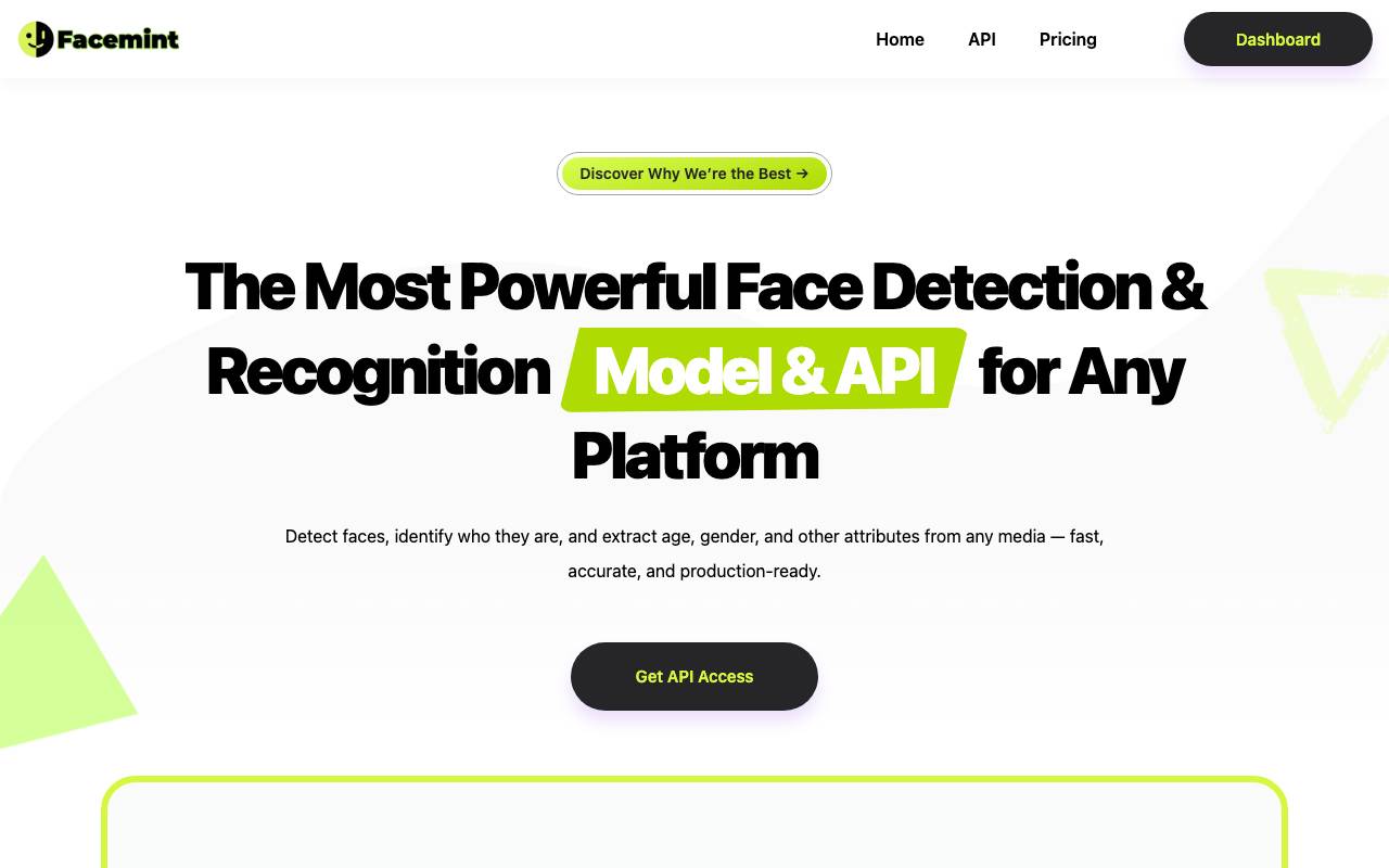 Facemint website preview