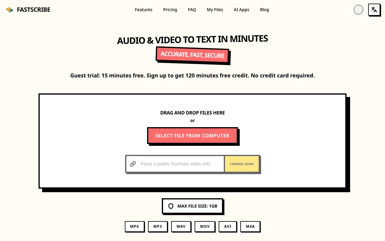 FastScribe website preview