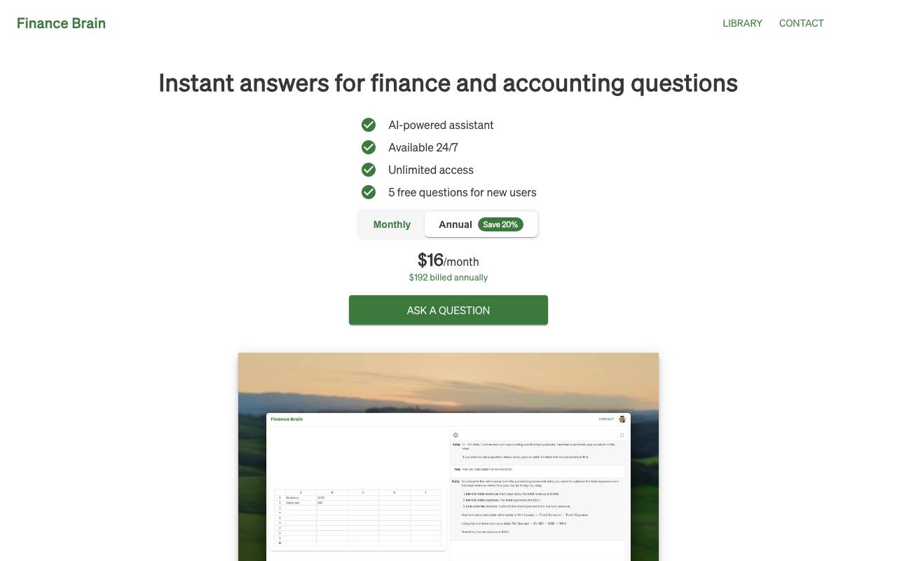Finance Brain website preview
