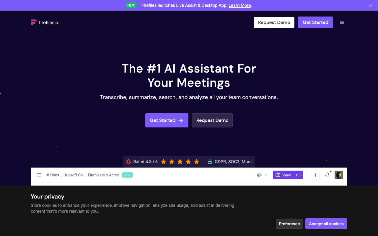 Fireflies AI website preview