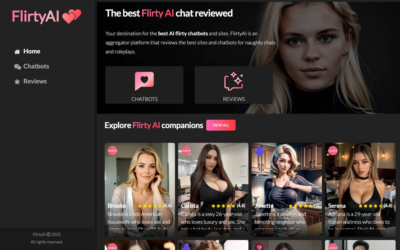 Flirty AI website preview