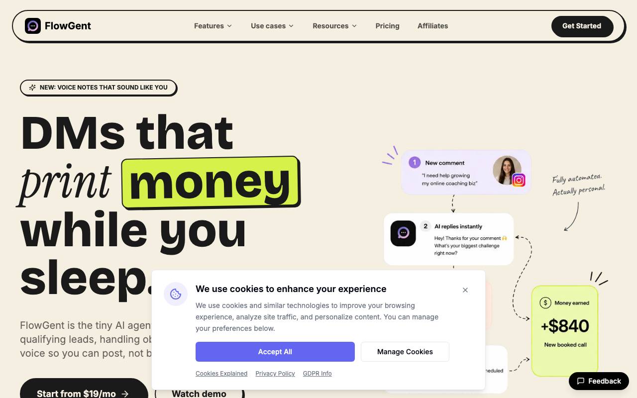 FlowGent AI website preview