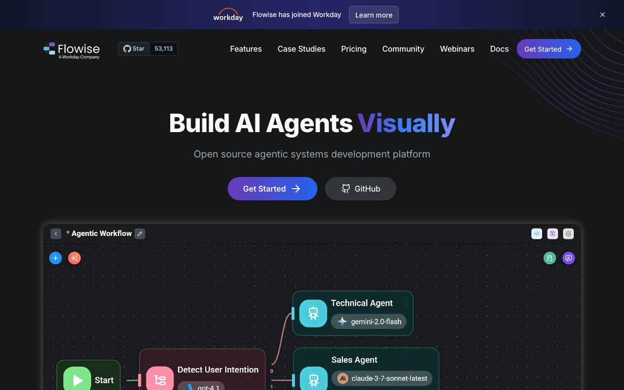 Flowwise AI website preview