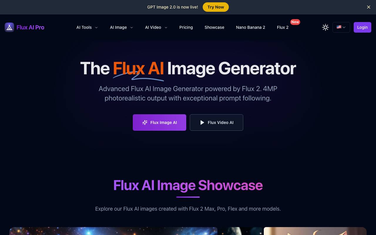 Flux AI Pro website preview